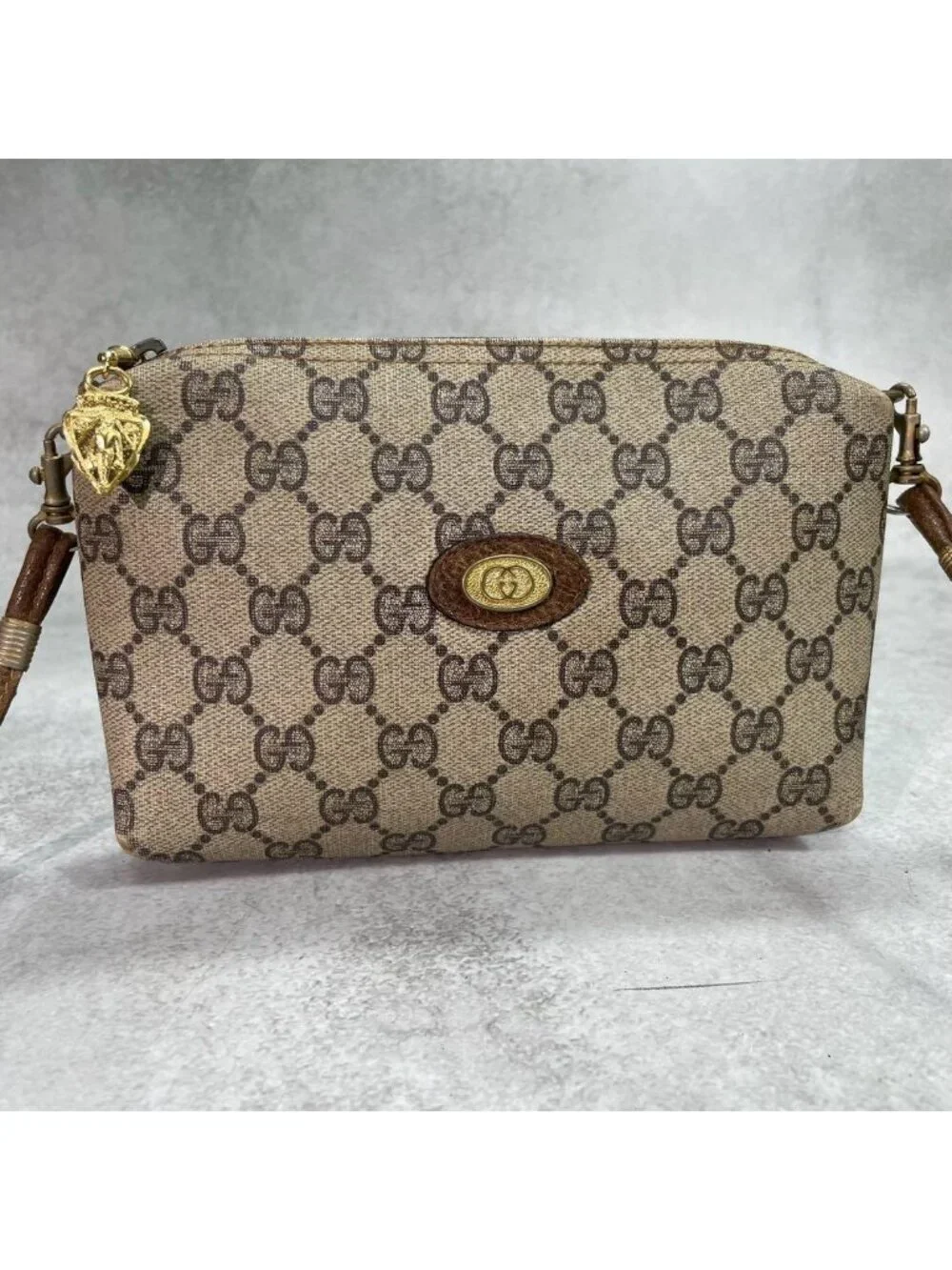 Gucci GG Shoulder Bag Brown Beige Logo